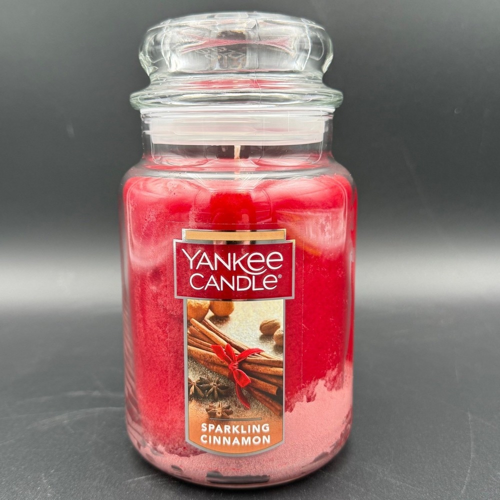 Yankee Candle Sparkling Cinnamon Large Jar Scented Candle 22 oz 1100952 Red